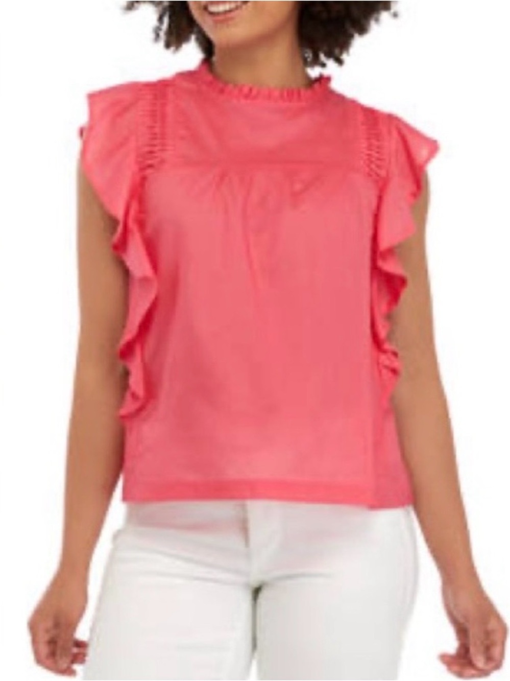 Cupio Coral Ruffle Sleeve Womens Top